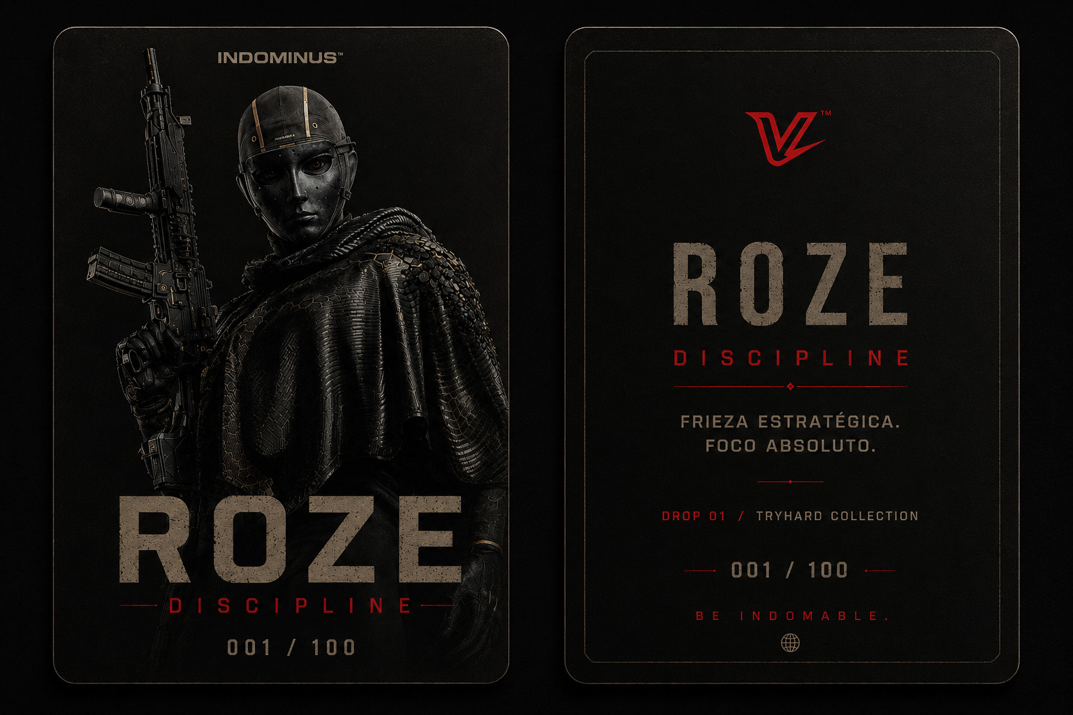 Frente e verso do Card do Operador ROZE — DISCIPLINE